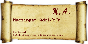 Maczinger Adolár névjegykártya